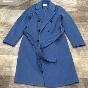 Sam Edelman Blue Double-Breasted Trench Coat